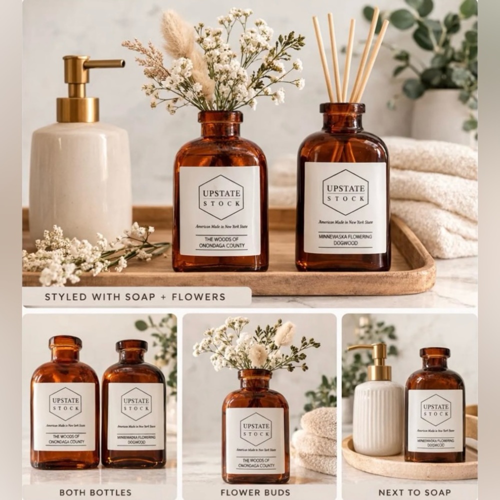 Set of 2 Amber Apothecary Bottles | Upstate Stock